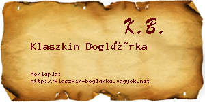 Klaszkin Boglárka névjegykártya